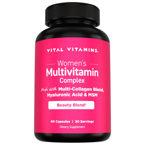 Vital Vitamins Women's Multivitamin Complex - Made with Multi-Collagen Blend, Hyaluronic Acid, & MSM - Beauty Multivitamins - with Vitamin A, C, E, B6, B12, D3-60 Capsules Vital VitaminsBuy Supplements Australia