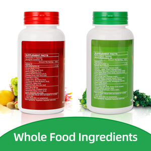 Fruit and Veggies Supplement Ingredients Natural – 2 Bottles 180 Total Vegetarian Capsules | Balance of Natural 16+18 Whole Fruits & Veggies Blend | Fresh Superfood Formula with Vitamins and Minerals JulyDeerBuy Supplements Australia