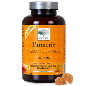 NEW NORDIC Turmeric Curcumin Gummies, Sugar Free, 300 mg Turmeric Supplement for Men and Women, Supports Normally Functioning Joints, Knees, Shoulders, Mango Orange, 60 Count NEW NORDICBuy Supplements Australia