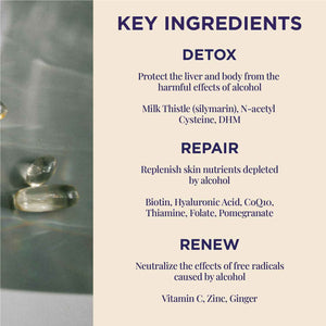 Nouel | Skin + Liver + Immunity Support | Recovery Supplement for Drinking | Milk Thistle, NAC, Hyaluronic Acid, CoQ10, Biotin,