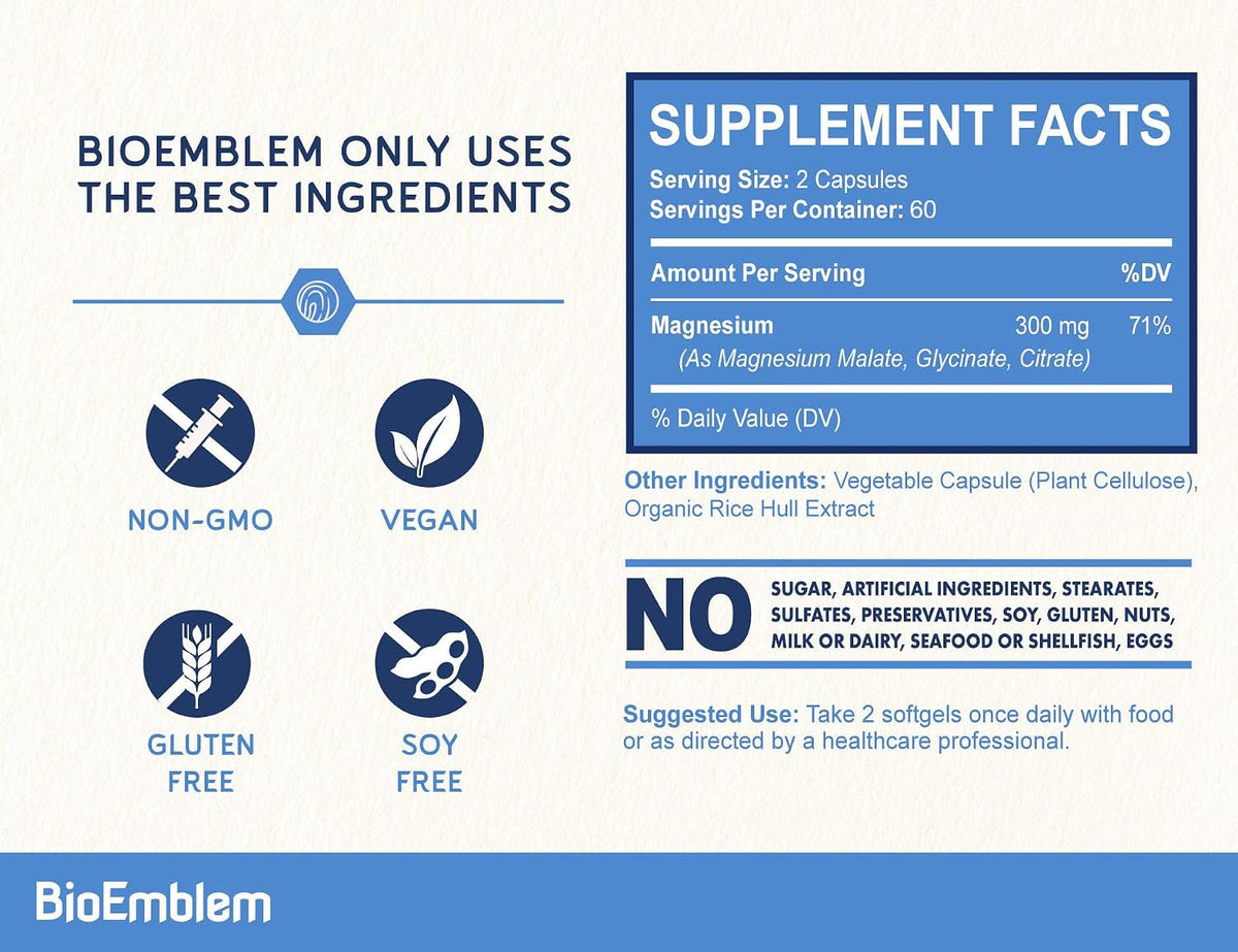 BioEmblem Magnesium Glycinate 120 Capsules