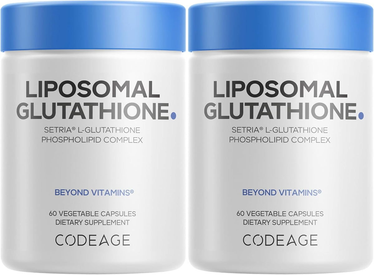 Codeage Liposomal Glutathione Supplement - Pure Reduced Setria L-Glutathione, Liposomal Delivery, Phospholipid Complex - Vegan, Non-GMO - 2-Pack