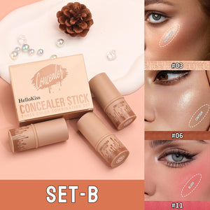 3Pcs Cream Contour Sticks Kit, Highlighter Stick Blush Stick Cream Contour Kit Makeup Set with Brush,Face Brightens & Shades Contour Stick Waterproof for Women QICBuy Supplements Australia