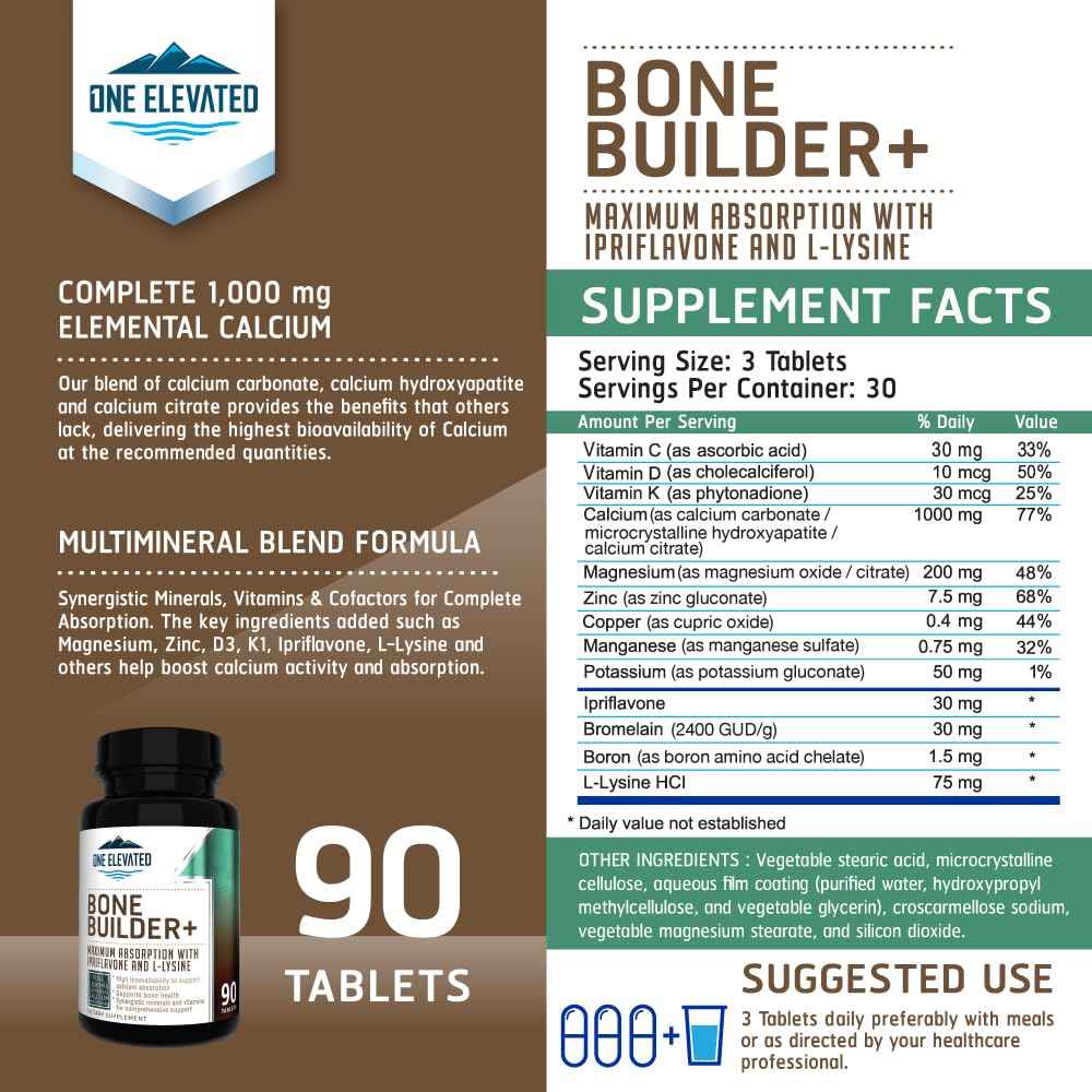 Comprehensive Bone Builder Calcium Supplement. Formulated with Highest Grade Calcium -Carbonate/Hydroxyapatite/Citrate, Magnesium, Zinc, D3. Works in Sync