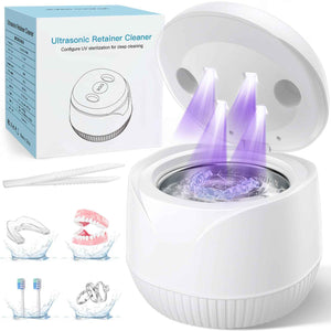 Dental Ultrasonic Retainer Cleaner Machine: 45kHz Dental Cleaning Pod with Digital Timer & 200ML, Cleaning for Dentures, Mouth Guards, Aligners, Night Guards, Braces