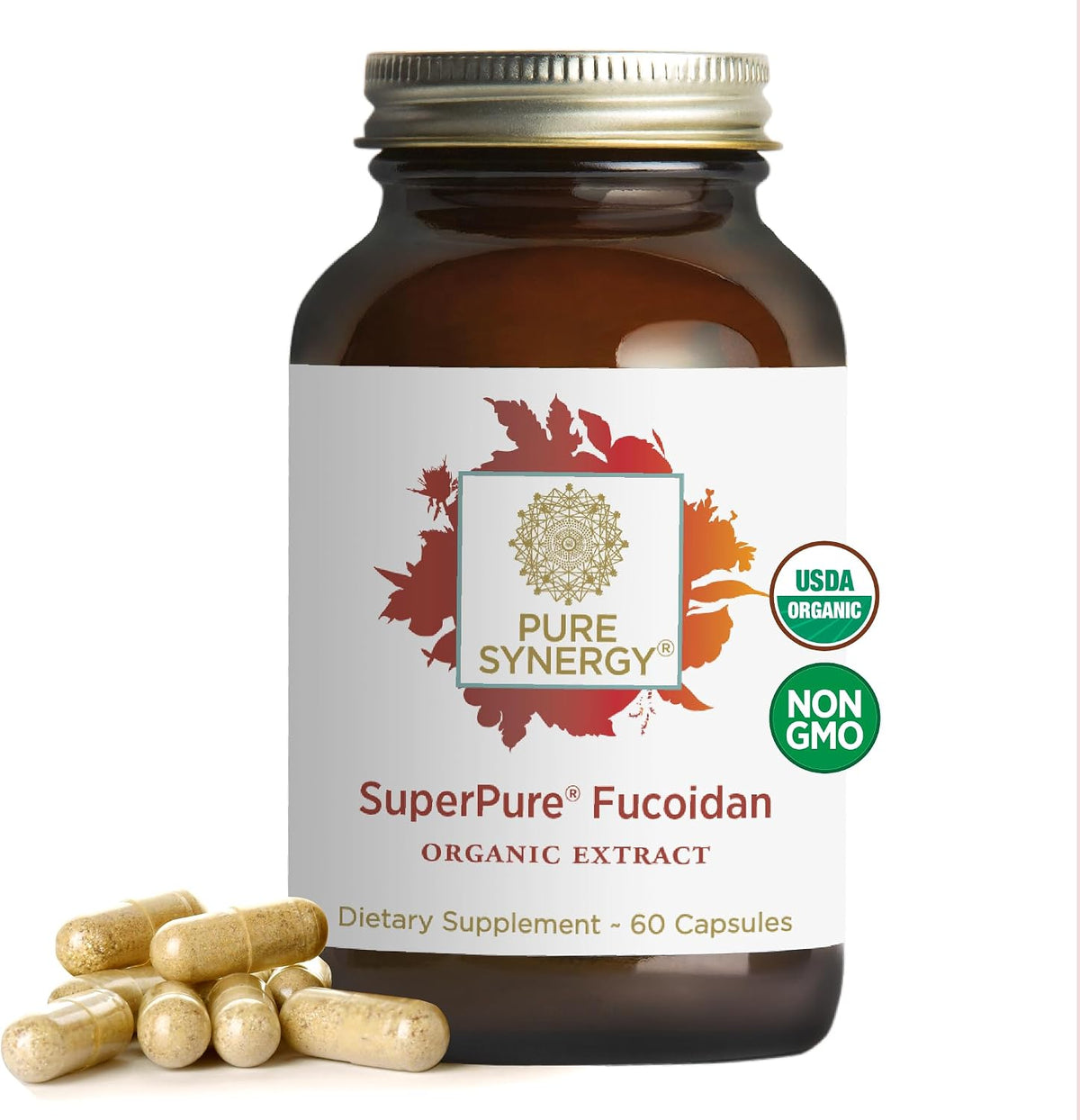 PURE SYNERGY SuperPure Fucoidan Extract | Gluten-Free Fucoidan from Organic Brown Seaweed | for Immune Health, Digestion, and Healthy Aging (60 Capsules)