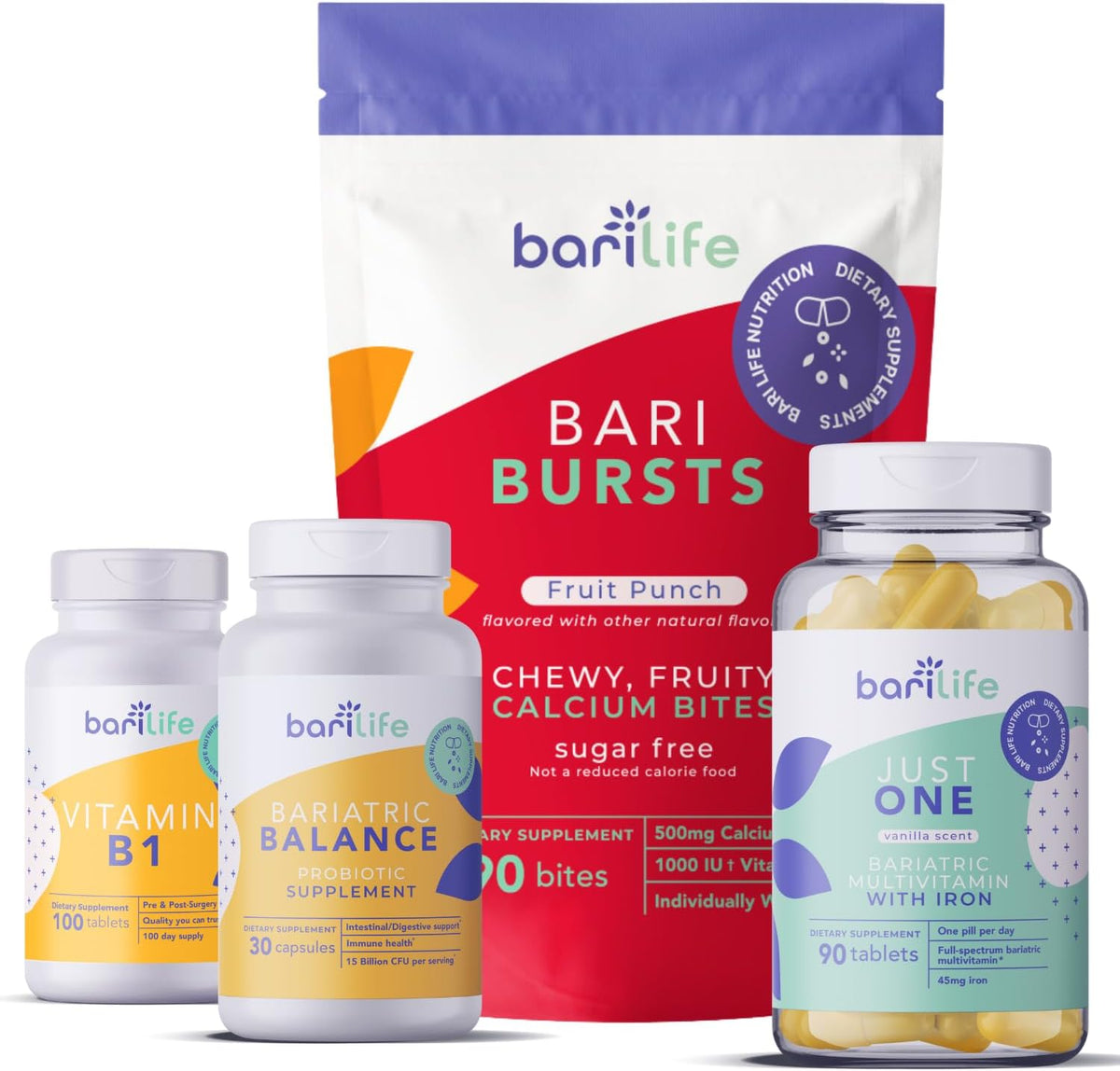 Bari Life Post-Op, Gastric Sleeve, Gastric Bypass Vitamin and Supplement Starter Kit (Fruit Punch)