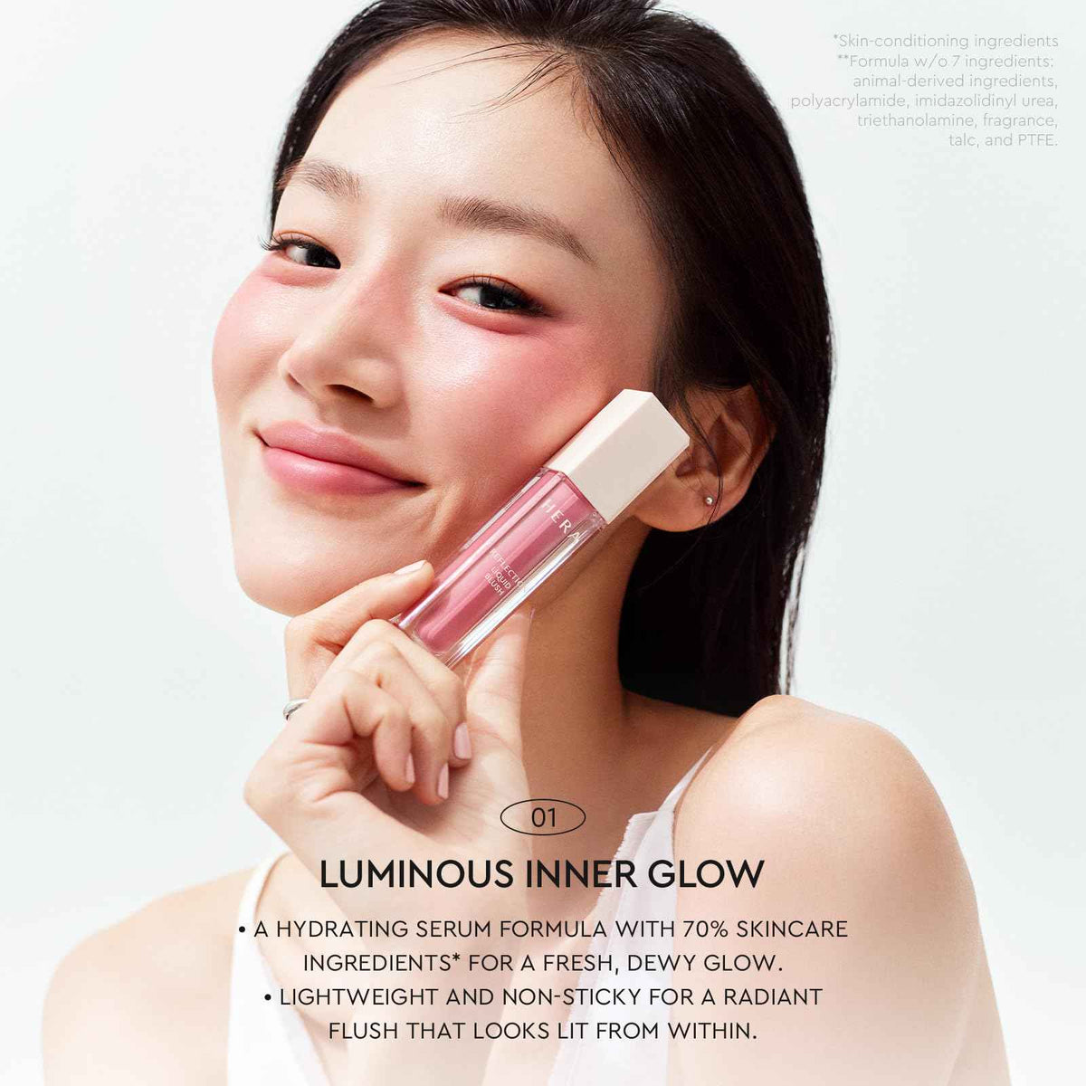 HERA Reflection Liquid Blush #360 Cherry Bomb 7.5g – Glass Skin Glow, Hydrating Serum Formula with 70% Skincare Ingredients, Buildable Radiance, Sheer Color, Korean Makeup