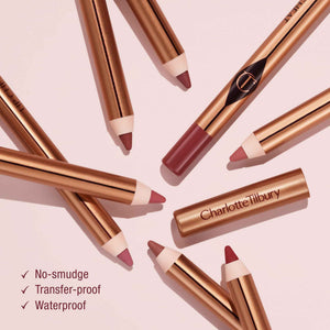 Charlotte Tilbury Lip Cheat Lip Liner Pencil - Creamy Fuller-Looking Lip Pencil with Jojoba Oil & Hyaluronic Acid - Waterproof, Smudge-Proof & Transfer-Proof - 6H Wear - Pillow Talk Medium