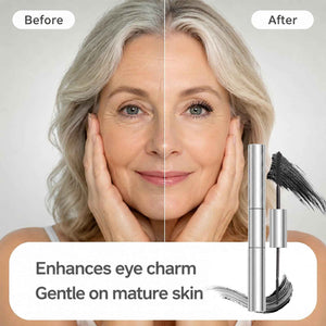Tubing Mascara for Older Women 60 Plus, Double Ended Black Mascara, Lengthening Volumizing 2-in-1 Mascara for Short Multi-layered Lashes, Smudge Proof Easy Warm Water