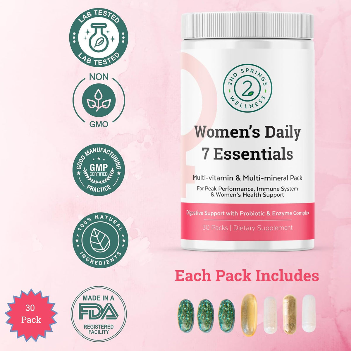 Women's Daily 7 Essentials & Sleep Well Bundle - Complete Multivitamin Pack with Sleep Well