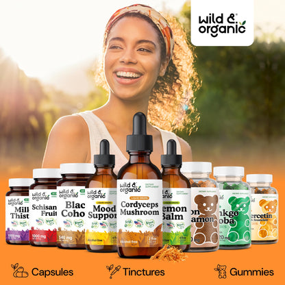 Wild & Organic Cordyceps Mushroom Tincture - Energy & Immune Support - Cordyceps Sinensis Extract Supplement - Liquid Mushroom Drops - Add to Tea & Mix with Powder - Sugar & Alcohol-Free - 4 fl oz