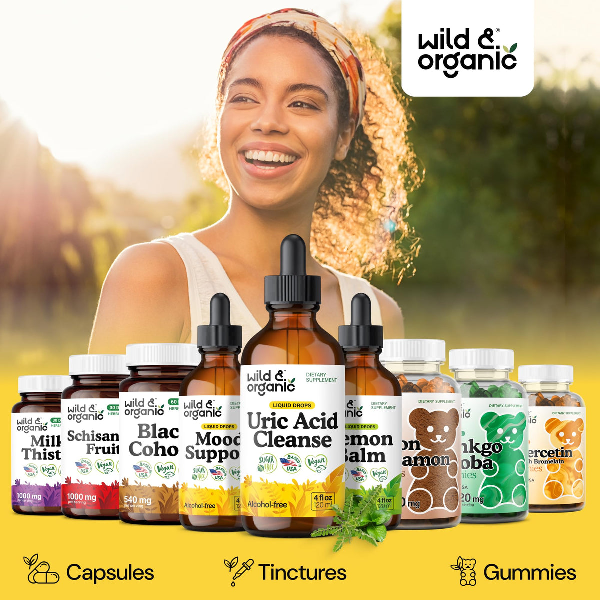 Wild & Organic Uric Acid Cleanse Liquid Drops - Tart Cherry, Turmeric, Celery, Chanca Piedra, Dandelion Root Extract Complex - Uric Acid Supplement - Vegan, Sugar & Alcohol-Free Tincture - 4 fl oz
