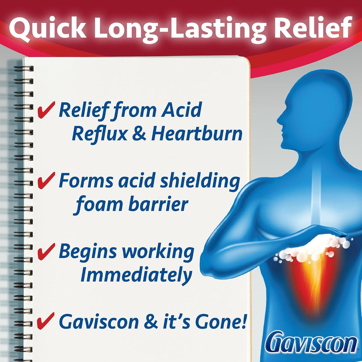 Gaviscon Regular Strength Fruit Antacid 100 Tablets