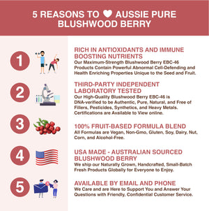 Aussie Pure Blushwood Berry Superfruit Daily Cell Defense - Soursop - Kakadu Plum - Pomegranate - Blueberry - Immune and Cell Support Powder - All Ages - Lab Tested and Authenticated - 180g/6.4oz Aussie Pure buy supplements Au