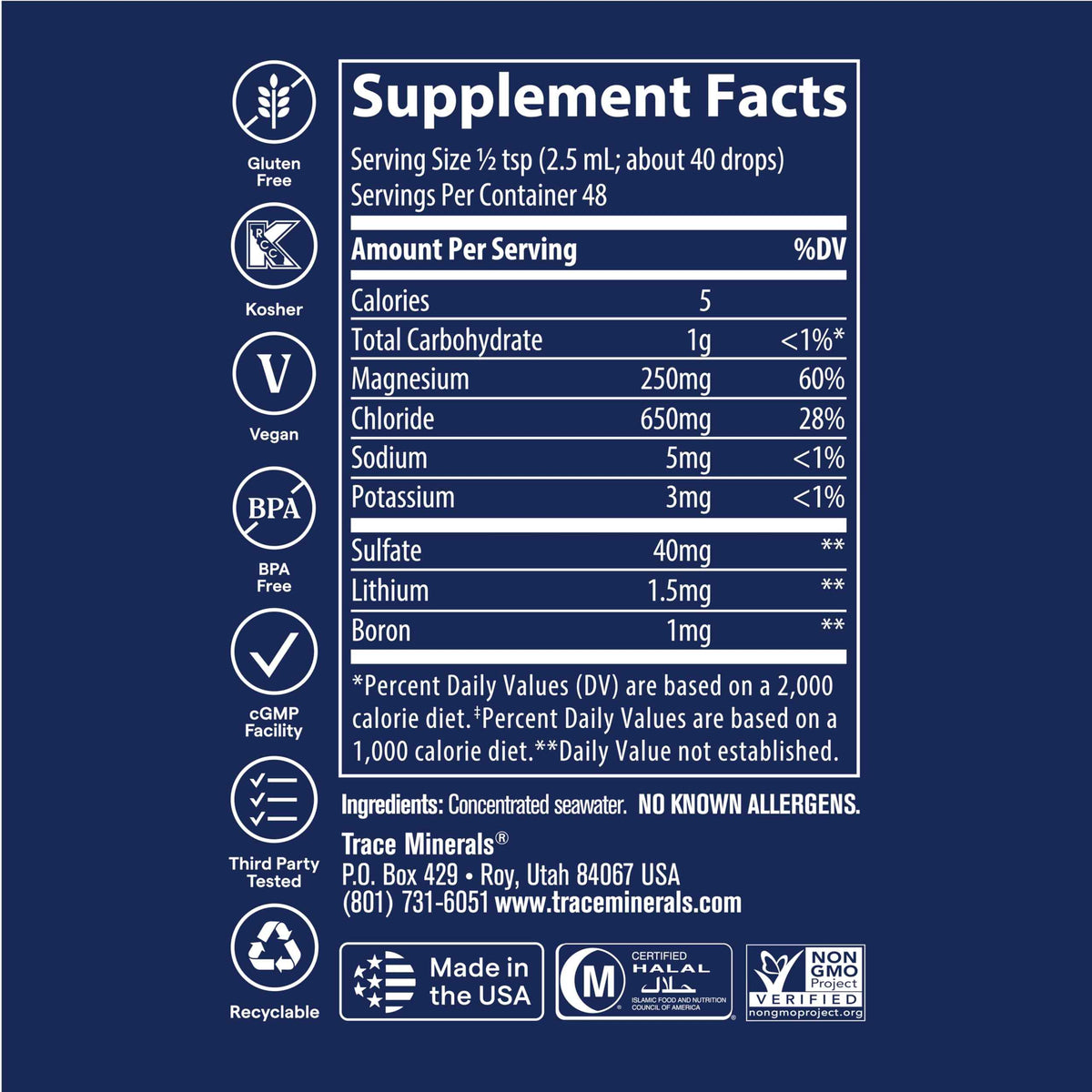 Trace Minerals ConcenTrace Trace Mineral Drops | Supports Energy, Digestion, Bone Health & Hydration, 70+ Ionic w/Magnesium, Chloride & Potassium