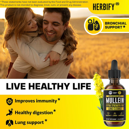 HERBIFY Bundle - Mullein Leaf Extract & Biotin and Collagen - Respiratory Support & Hair Skin and Nails Vitamins Support