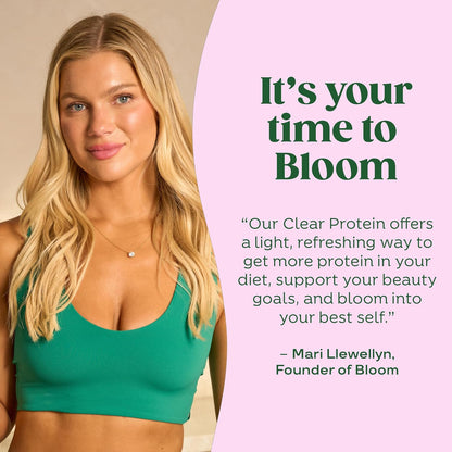 Bloom Nutrition Clear Whey Protein, Strawberry Watermelon, 10 Servings | Whey Protein Isolate with Collagen Peptides & Digestive Enzymes, 20g Protein, Sugar Free Post Workout Drink Mix, 90 Calories