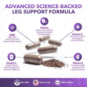 Real Science LegEase Miracle – All Natural Restless Legs Syndrome Relief & Leg Cramp Supplement with Vitamins C, D, K, B6, B12 + Nitric Oxide Support – Sleep & Circulation Aid – Made in USA, 60 Caps Real Science NutritionBuy Supplements Australia