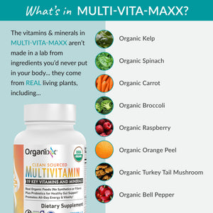 Organixx Clean Sourced Multivitamin for Women & Men, w/Vitamin C, D3, Vitamin B Complex, Probiotics, Organic Fruits & Vegetables, Supports Digestive Gut Health, Immune Support, 90 Vegan Gel Capsules OrganixxBuy Supplements Australia