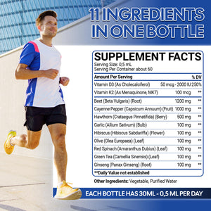 11in1 Beet Root Liquid Drops - Support Overall Wellness - with Vitamin D3, Vitamin K2, Hawthorn Berry, Cayenne Pepper, Garlic, Hibiscus, Olive, Red Spinach, Green Tea - 1 FL Oz - 60 Day Supply MeciscoBuy Supplements Australia