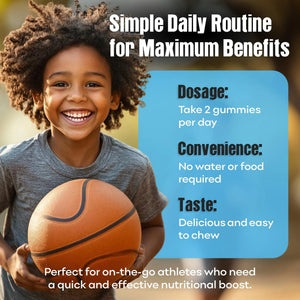 Youth Athletic Gummies – Kids Multivitamin Gummies with Essential Nutrients, Immune & Energy Support, Vegan & Gelatin-Free IMPACT