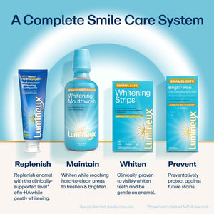Lumineux Teeth Whitening Strips Kit - 9 Treatments (1 Month) - Peroxide Free - Enamel Safe for Whiter Teeth - Whitening Without The Sensitivity