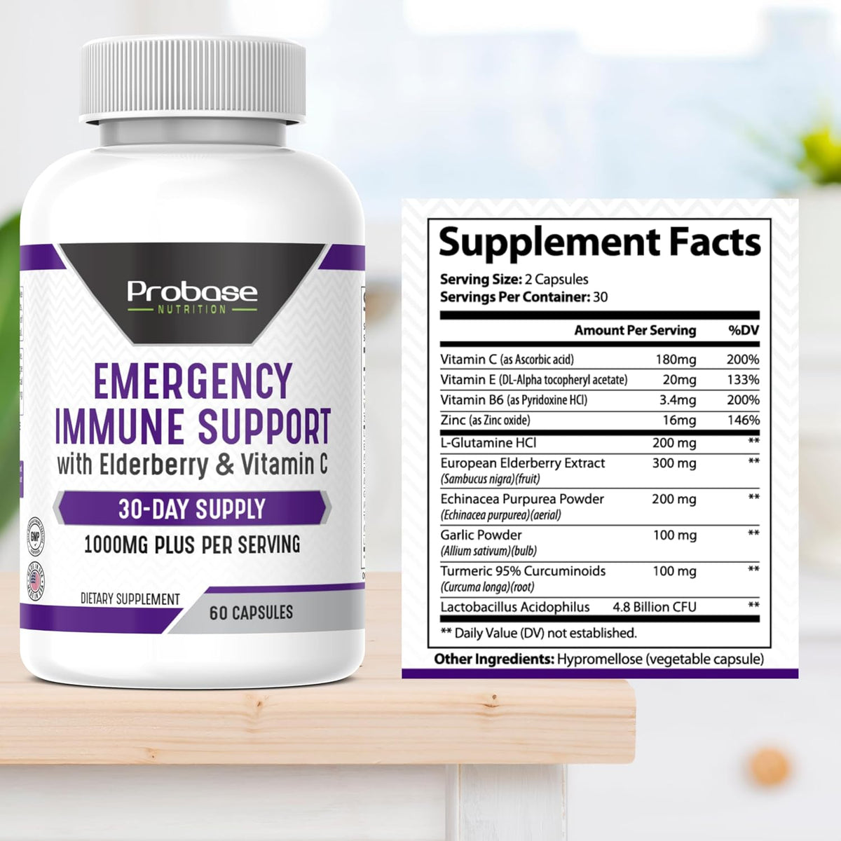 Probase Nutrition Emergency Immune Support 60 Capsules 30-Day Supply