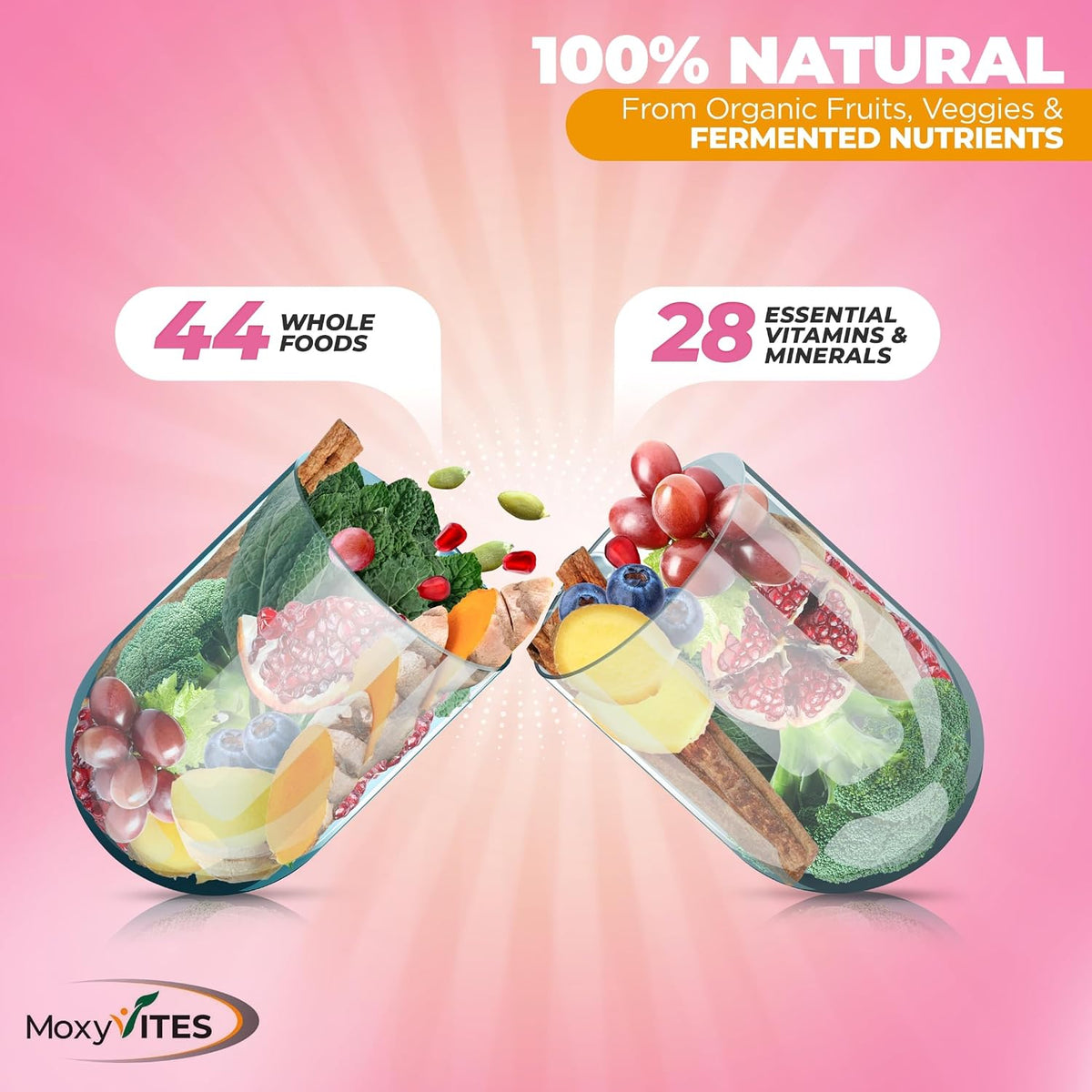 Methylated Multivitamin for Women with Iron - Womens Multivitamin with 44 Organic Whole Food & Fermented Nutrients - Daily Vitamin for Women Complete Multisystem Support, 90 Vegan Caps, Non GMO