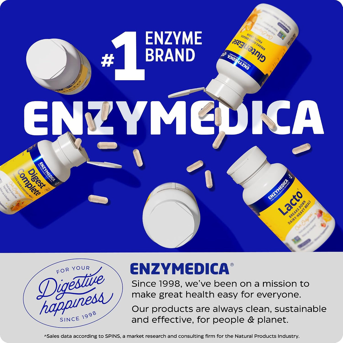 Enzymedica GlutenEase - Digestive Enzyme Supplement for Women & Men, Gluten & Casein Sensitivity Support, Enzymes for Digestion & Gut Health, Helps Gas & Bloating - 60 Caps