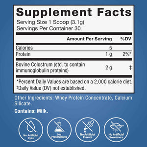 Force Factor Awesome Colostrum to Support Gut Health, Immune Function, Recovery, & More, Bovine Colostrum Supplement, Pasture-Raised, Grass Fed