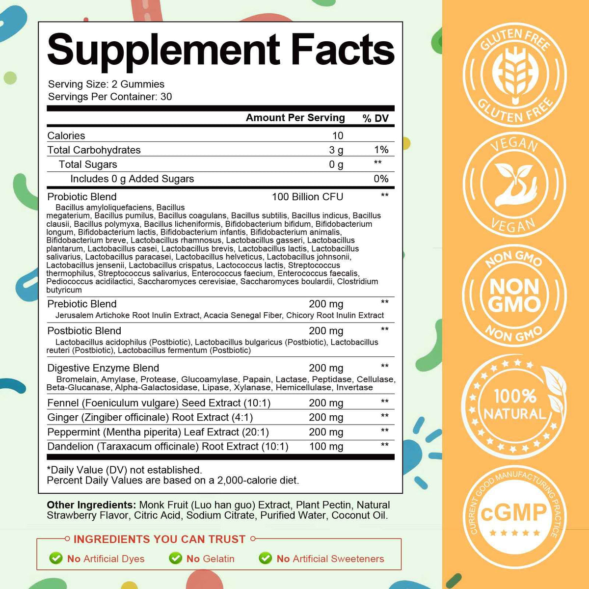 (2 Packs) Totaria Sugar Free 5-in-1 Probiotic Prebiotic Postbiotic Gummy, Probiotics for Women Men with Digestive Enzymes, Peppermint, Complete Immune, Gut & Digestive Support, Vegan Strawberry Flavor
