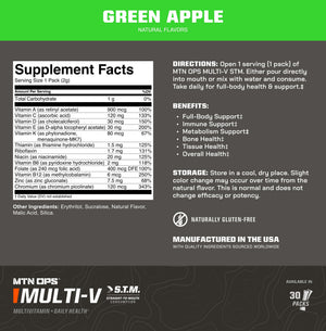 MTN OPS Multi‑V STM On‑the‑Go Daily Multivitamin for Men, Women & Kids – Straight‑to‑Mouth Vitamin C D3 B Zinc Packs – Gluten Free, Natural Flavors, 30 Servings MTN OPSBuy Supplements Australia