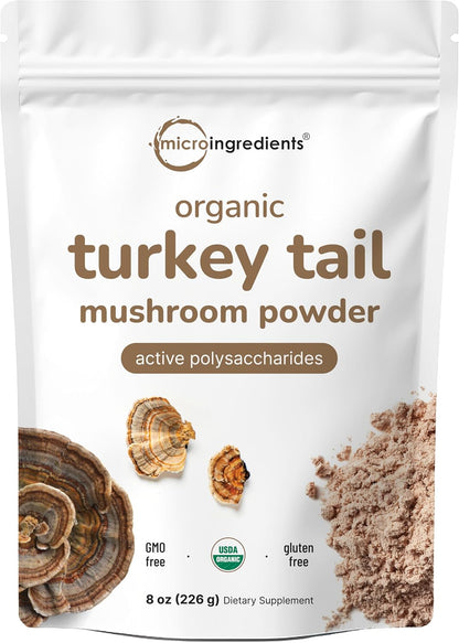 Organic Turkey Tail Mushroom Powder (50:1 Extract), 8 Ounce | Freeze Dried with Active Polysaccharides, Supports Immune Response & Cellular Level, Pet Friendly