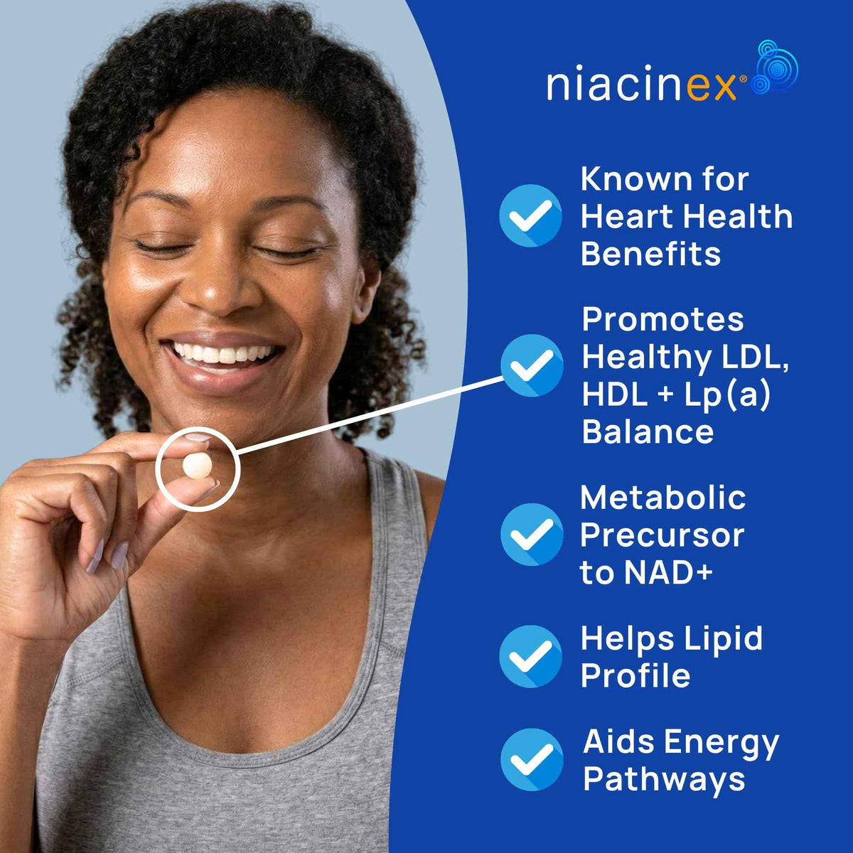 Niacinex Niacin 500mg Extended Time Release, 200 Tablets, Minimal to No-Flush, Vitamin B3 Supplement - Cholesterol Balance