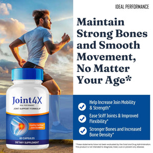 Joint4X Joint Support Capsules, Official Joint-4X Supplement Pills, All-Natural Formula to Fortify Bones and Bolster Flexibility - Maximum Strength, Joint 4X Pills Reviews (60 Capsules) IDEAL PERFORMANCEBuy Supplements Australia
