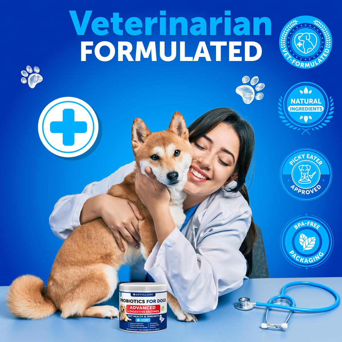 Probiotics for Dogs - Support Gut Health, Itchy Skin, Allergies, Immunity, Yeast Balance - Dog Probiotics and Digestive Enzymes with Prebiotics - Reduce Diarrhea, Gas - 120 Probiotic Chews for Dogs