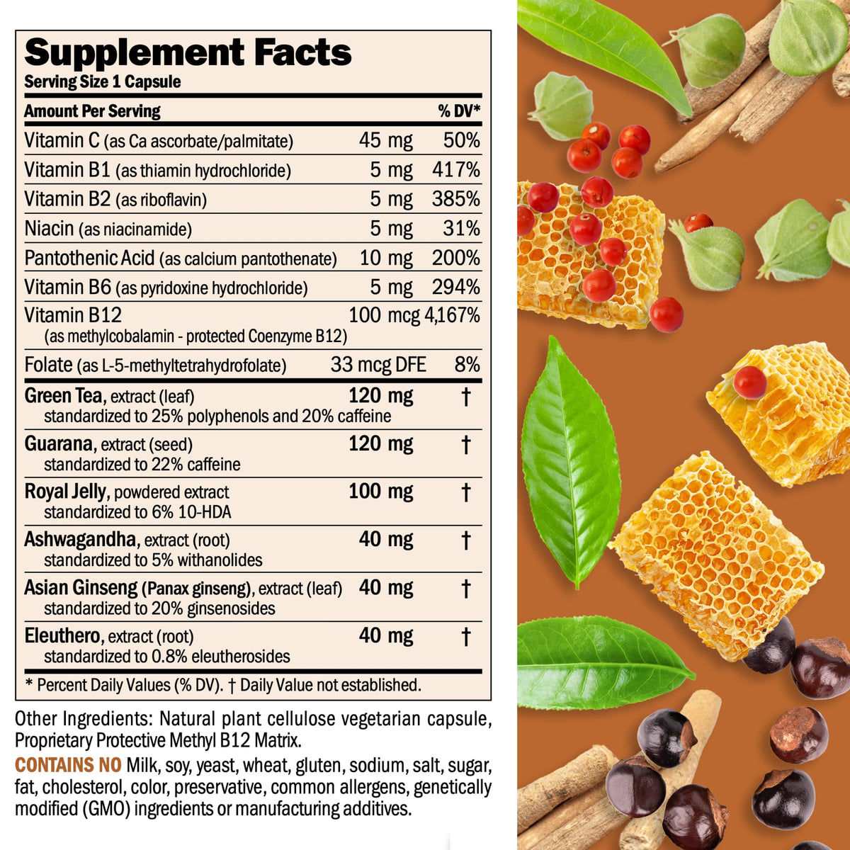 ANDREW LESSMAN Urgent Energy 60 Capsules - Provides a Safe, Healthy Means of Enhancing Energy Levels and Feelings of Well-Being, Green Tea, Guarana, Ginseng, Royal Jelly, Ashwagandha, B-Complex