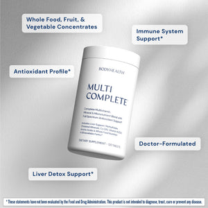 BodyHealth Multi Complete (120 Ct) Daily Multivitamin for Men and Women with Whole Foods, Minerals, Antioxidants, Organic Green Food Concentrates, and Liver Detox Extracts, Non GMO BodyHealth buy supplements Au