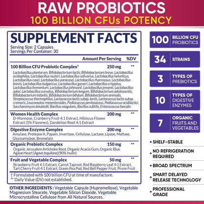 Wholesome Wellness 100 Billion CFUs with Prebiotics and Organic Probiotics 100 Billion CFU for Men and Women Bundle