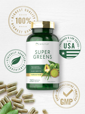 Carlyle Super Greens Capsules | 250 Count | Blend of 13 Vegetables and Greens Plus 17 Fruits | Non-GMO & Gluten Free Supplement CarlyleBuy Supplements Australia