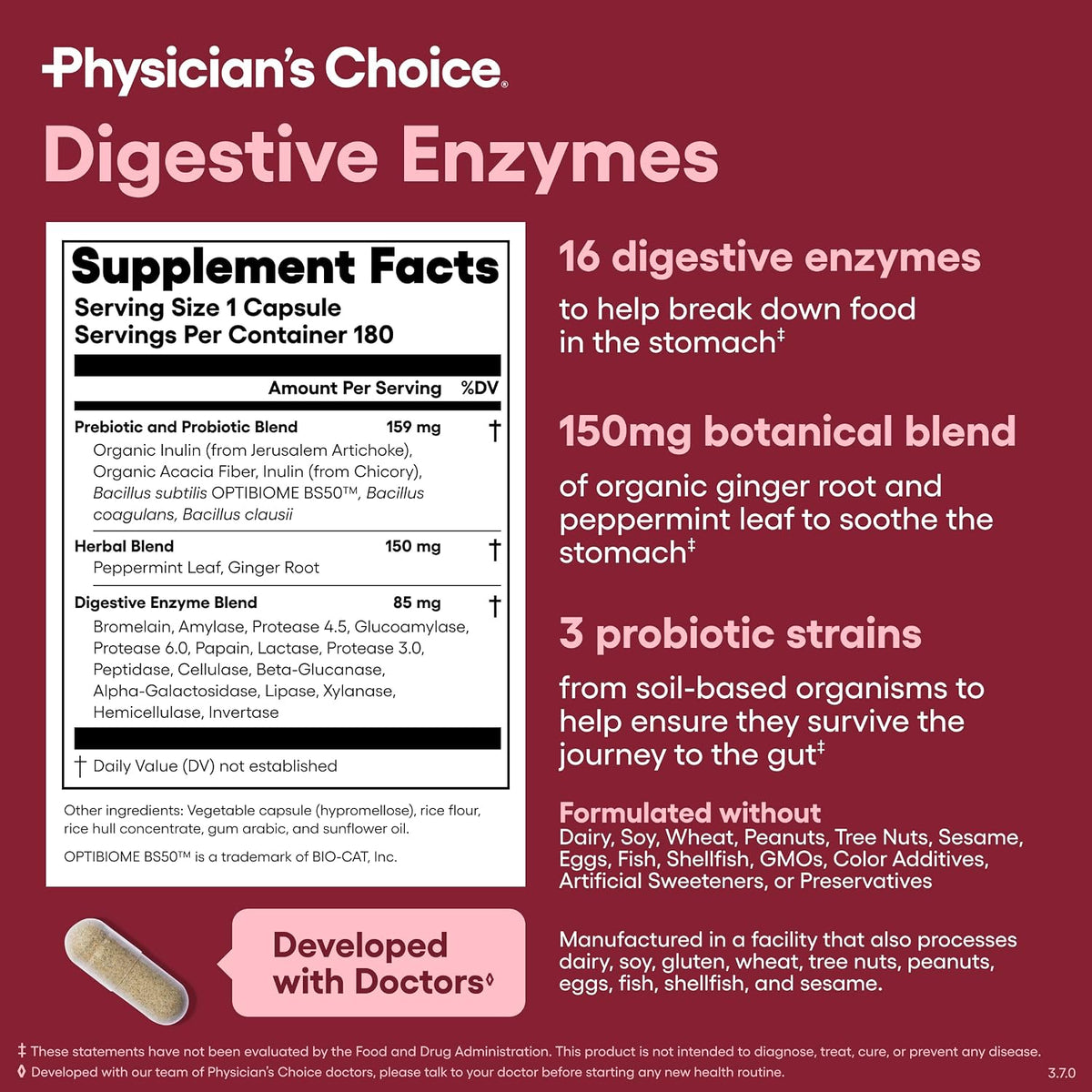 Physician's CHOICE - Women's Digestive Harmony Bundle: Probiotics for Women 60ct + Digestive Enzymes 180ct - Value Pack