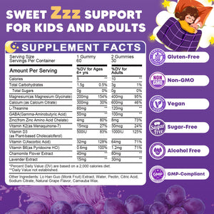 Sugar Free Magnesium Glycinate Gummies for Kids & Adults - Zzz Support, Relaxation & Cognition Support, 200/400mg Magnesium Gummies with L-Theanine, GABA, Calcium, B6, D3, C & K2, Grape Flavor, 60 Ct JIANKYTZBuy Supplements Australia
