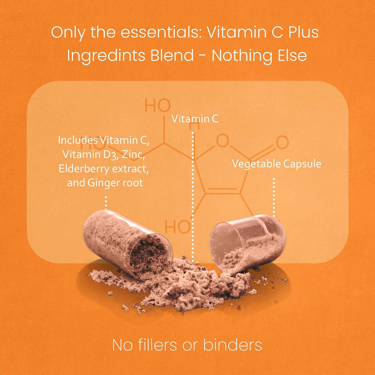 NaturaLife Labs Vitamin C with Vitamin D3, Zinc, Elderberry & Ginger Root – 1,700 mg per Serving – 100 Capsules, Vegan, Non-GMO, Gluten Free