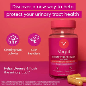 Vagisil Urinary Tract Health Supplements, Clinically-Proven Probiotics, Protects Urinary Tract Health, Clean Ingredients, Helps Cleanse and Flush UTI-Causing Bacteria, 1 Capsule Daily, 30 Capsules VagisilBuy Supplements Australia