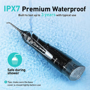 COSLUS Water Dental Flosser Teeth Pick C20: ADA Accepted, Portable Cordless Oral Irrigator 300ML Rechargeable Travel Irrigation Cleaner IPX7 Waterproof Electric