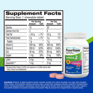 PreserVision AREDS 2 Eye Vitamins, #1 Eye Doctor Recommended Brand, Chewable Lutein and Zeaxanthin Supplement with Vitamin C, Vitamin E,Zinc, and Copper, Mixed Berry, 60 Tablets PreserVisionBuy Supplements Australia