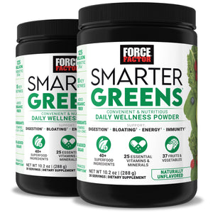 Force Factor Smarter Greens Daily Wellness Powder 2-Pack to Support Energy, Immunity & Digestion, Superfood Greens Powder with Vitamins, Minerals & Probiotics, Unflavored, 60 Servings Force FactorBuy Supplements Australia