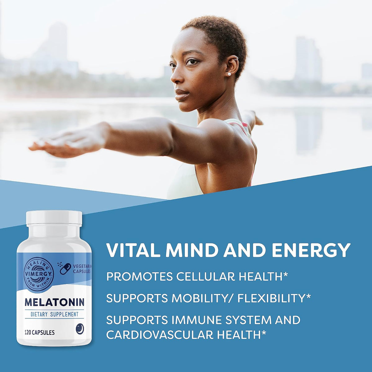 Vimergy Melatonin – Natural Sleep Aid – Sleep Supplement – Helps You Fall Asleep Faster & Stay Asleep Longer - Non-GMO, Gluten-Free, Kosher, Soy-Free, Vegan, Paleo (120 Counts)