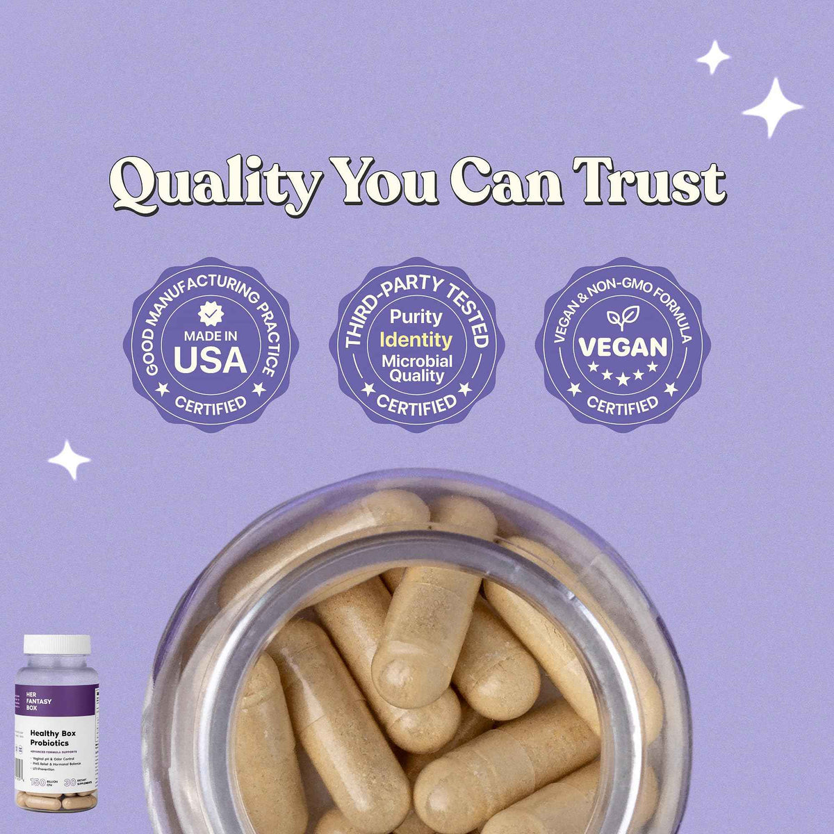 Her Fantasy Box | Healthy Box | Vaginal Probiotics for Women – Prebiotics + Advanced Lactobacillus Blend – Supports Natural Hormonal Balance – Feminine Health Support with Cranberry & D-Mannose